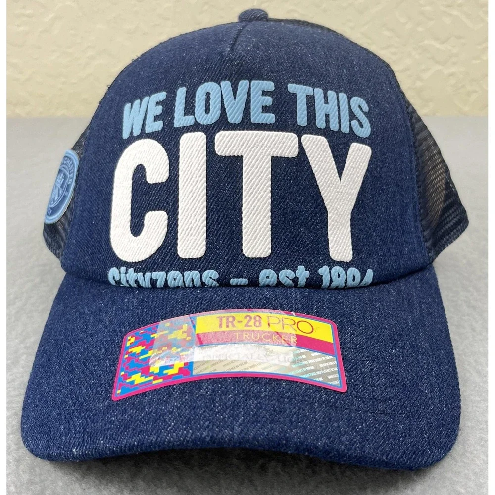 Manchester City Hat Snap Back Official Trucker We Love This City Soccer NEW‎